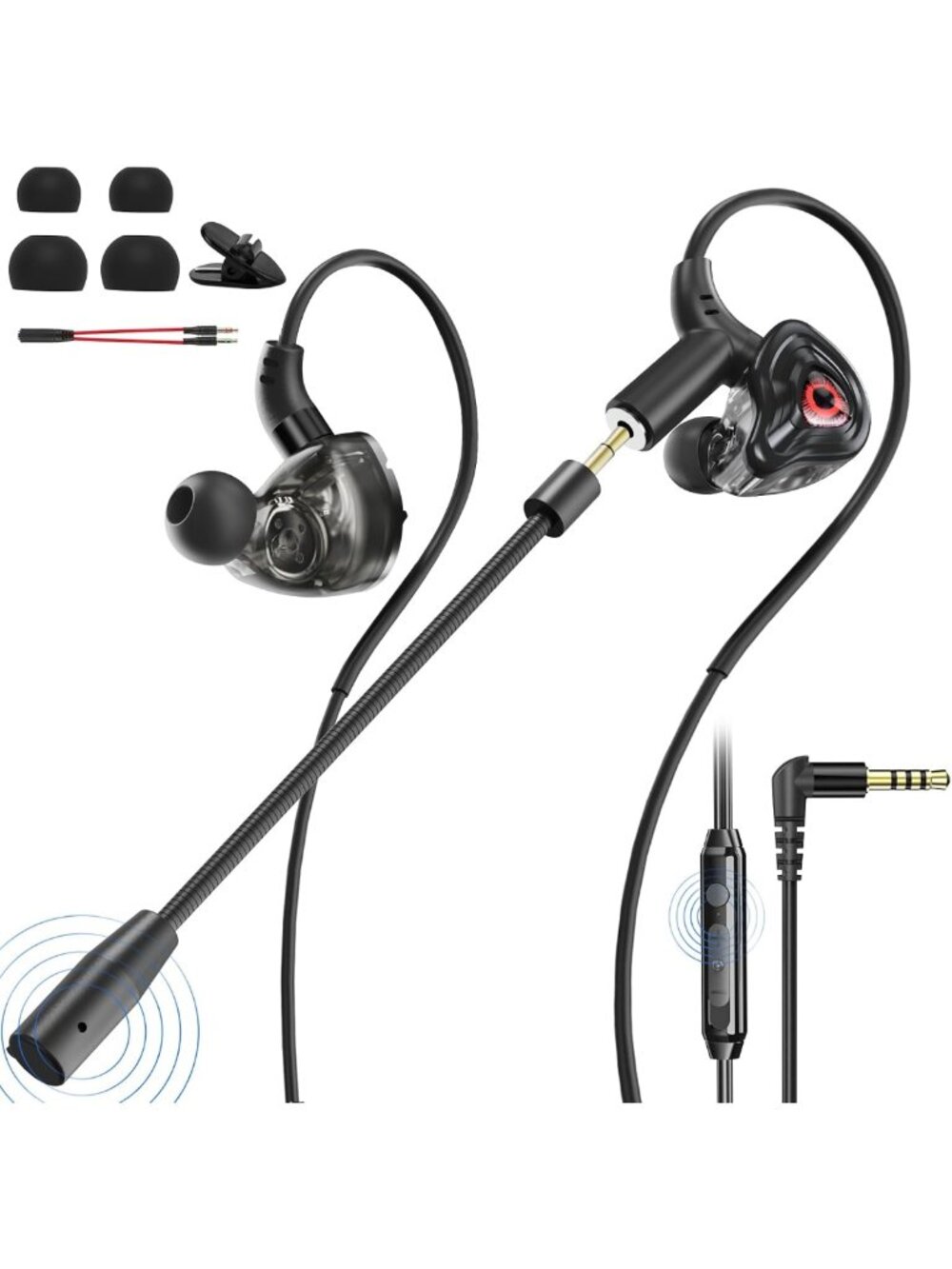 Deep Bass Wired Gaming Earbuds with Microphone, HiFi Noise Cancelling Earphones